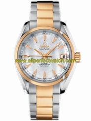 Omega Watches : 231.20.39.21.55.002 38.5mm Automatic Chronometer Aqua Terra Mid Size Automatic Chronometer Aqua Terra Mid Size Teak White Mother Of Pearl Dial Yellow Gold Case, Diamonds With Yellow Gold And Stainless Steel Bracelet Men Watch