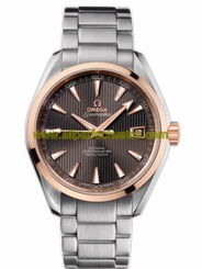 Omega Watches : 231.20.42.21.06.002 41.5mm Chronometer Aqua Terra Teak Gray Dial Rose Gold Case With Stainless Steel Bracelet Men Watch
