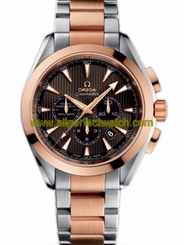 Omega Watches : 231.20.44.50.06.001 44mm Automatic Chronometer Aqua Terra Chronograph Teak Gray Dial Rose Gold Case With Rose Gold And Stainless Steel Bracelet Men Watch
