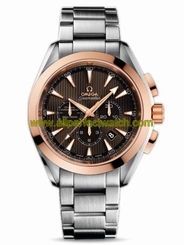 Omega Watches : 231.20.44.50.06.002 44mm Automatic Chronometer Aqua Terra Chronograph Teak Gray Dial Rose Gold Case With Stainless Steel Bracelet Men Watch