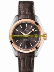 Omega Watches : 231.23.30.20.06.001 30mm Automatic Chronometer Aqua Terra Teak Gray Rose Gold Case With Brown Leather Strap Women Watch