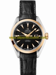 Omega Watches : 231.23.34.20.01.001 34mm Automatic Chronometer Aqua Terra Black Dial Yellow Gold Case With Black Leather Strap Women Watch