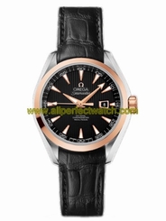Omega Watches : 231.23.34.20.01.002 34mm Automatic Chronometer Aqua Terra Black Dial Rose Gold Case With Black Leather Strap Women Watch