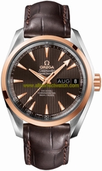 Omega Watches : 231.23.39.22.06.001 Automatic Chronometer Annual Calender 18k Rose Gold Bezel Brown Leather Men Watch