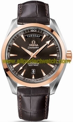 Omega Watches : 231.23.42.22.06.001 Automatic Chronometer Day Date 18k Rose Gold Bezel Brown Leather Men Watch