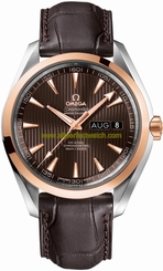 Omega Watches : 231.23.43.22.06.002 Automatic Chronometer Annual Calender 18k Rose Gold Bezel Brown Leather Men Watch
