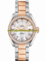 Omega Watches : 231.25.30.20.55.001 30mm Automatic Chronometer Aqua Terra Jewellery White Mother Of Pearl Dial Rose Gold Case, Diamonds With Rose Gold And Stainless Steel Bracelet Women Watch