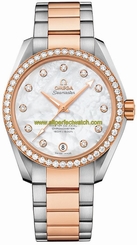Omega Watches : 231.25.39.21.55.001 Automatic Chronometer White Mother of Pearl Diamond Dial Diamond Bezel 18k Rose Gold and Stainless Steel Women Watch