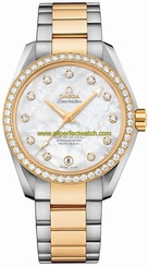 Omega Watches : 231.25.39.21.55.002 Automatic Chronometer Mother of Pearl Diamond Dial Diamond Bezel 18k Yellow Gold and Stainless Steel (38.5mm) Women Watch
