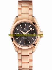 Omega Watches : 231.50.30.20.06.001 30mm Automatic Chronometer Aqua Terra Teak Gray Dial Rose Gold Case And Bracelet Women Watch