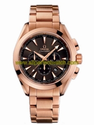 Omega Watches : 231.50.44.50.06.001 44mm Automatic Chronometer Aqua Terra Chronograph Teak Gray Dial Rose Gold Case With Rose Gold Bracelet Men Watch
