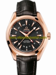 Omega Watches : 231.53.43.22.06.002 43mm Automatic Chronometer Aqua Terra 150M GMT Teak Gray Dial Rose Gold Case With Brown Leather Strap Men Watch
