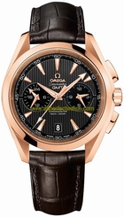 Omega Watches : 231.53.43.52.06.001 Automatic Chronometer GMT Chronograph 18k Rose Gold Case Brown Leather Men Watch