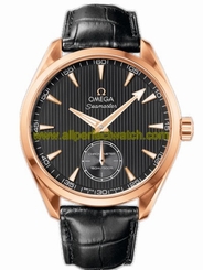 Omega Watches : 231.53.49.10.06.001 49.2 Automatic Chronometer Aqua Terra XXL Small Seconds Gray Dial Rose Gold Case With Black Leather Strap Men Watch