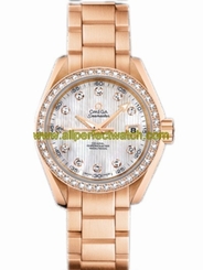 Omega Watches : 231.55.30.20.55.001 30mm Automatic Chronometer Aqua Terra Jewellery White Mother Of Pearl Dial Rose Gold Case, Diamonds With Rose Gold Bracelet Women Watch