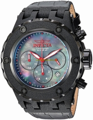 Invicta Watches : 23240 Quartz Mother of Pearl Chronograph Black Leather Men Watch