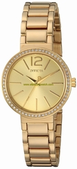 Invicta Watches : 23268 Quartz Analog Crytal Bezel Gold Tone Stainless Steel Women Watch