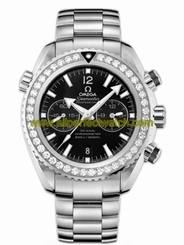 Omega Watches : 232.15.46.51.01.001 45.5mm Automatic Chronometer Planet Ocean Black Dial Stainless Steel Case, Diamonds On Bezel With Stainless Steel Bracelet Men Watch