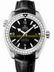 Omega Watches : 232.18.46.21.01.001 45.5mm Automatic Chronometer Planet Ocean Big Size Black Dial Stainless Steel Case, Diamonds With Black Leather Strap Men Watch