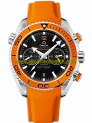 Omega Watches : 232.32.46.51.01.001 45.5mm Automatic Chronometer Planet Ocean Chrono Black Dial Stainless Steel Case With Orange Rubber Strap Men Watch