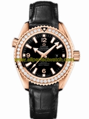 Omega Watches : 232.58.38.20.01.001 37.5mm Auto Chronometer Planet Ocean Black Dial Rose Gold Case, Diamonds With Black Leather Strap Men Watch
