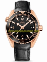 Omega Watches : 232.63.42.21.01.001 42mm Automatic Chronometer Planet Ocean Black Dial Rose Gold Case With Black Leather Strap Men Watch