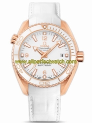 Omega Watches : 232.63.42.21.04.001 42mm Automatic Chronometer Planet Ocean White Dial Rose Gold Case With White Leather Strap Men Watch