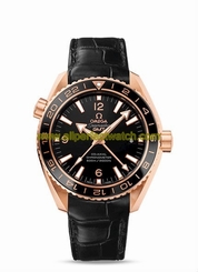 Omega Watches : 232.63.44.22.01.001 Automatic Chronometer Planet Ocean GMT 600M 18k Rose Gold Case Black Leather Men Watch
