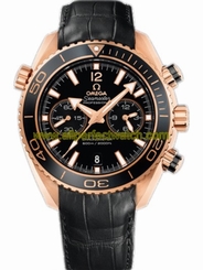Omega Watches : 232.63.46.51.01.001 45.5mm Automatic Chronometer Planet Ocean Chrono Black Dial Rose Gold Case With Black Leather Strap Men Watch