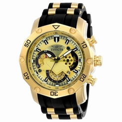 Invicta Watches : 23427 Gold Dial Fixed Yellow Gold-plated Band Men Watch