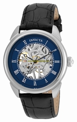 Invicta Watches : 23534 Mechanical Hand Wind Roman Numeral Skeleton Dial Black Leather Men Watch