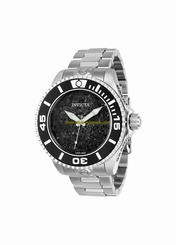 Invicta Watches : 23577 Black Lava Stone Dial Uni-directional Rotating Stainless Steel Band Men Watch