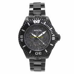Invicta Watches : 23579 Black Lava Dial Uni-directional Rotating Black Ion-plated Band Men Watch