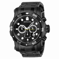 Invicta Watches : 23654 Black Dial Uni-directional Rotating Black Ion-plated Band Men Watch