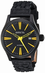 Invicta Watches : 23779 Automatic Date Black Leather Men Watch