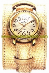 Zenith Watches : 23.1220.67/41.C519 Automatic Beige With Arabic Numeral Guilloche Dial Beige Lizard Leather And Cuff Band Women Watch