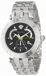 Versace Watches : 23C99D008-S099 Quartz Chronograph Date Black Dial Stainless Steel Men Watch