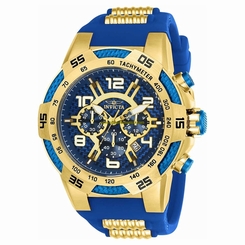 Invicta Watches : 24232 Blue Dial Fixed Yellow Gold-plated With Blue Cable Witre Tr Band Men Watch