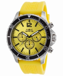 Invicta Watches : 24389 Yellow Dial Chronograph Yellow Polyurethane Men Watch