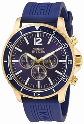Invicta Watches : 24392 Blue Dial Chronograph Blue Polyurethane Men Watch
