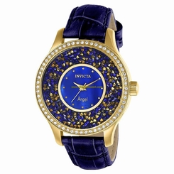 Invicta Watches : 24590 Blue Mother Of Pearl Dial Fixed Yellow Gold-plated Set With Crystals Band Women Watch