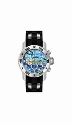 Invicta Watches : 24838 Blue Abalone Dial Uni-directional Rotating Stainless Steel Band Men Watch