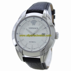 Versace Watches : 25A399D002-S009 Automatic Analog Date White Dial Black Leather Men Watch