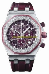 Audemars Piguet Watches : 26048SK.ZZ.D066CA.01 Automatic Stainless Steel Purple Chronograph Dial Purple Rubber Band Women Watch