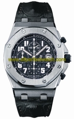 Audemars Piguet Watches : 26170ST.OO.D101CR.03 Automatic Stainless Steel Black Chronograph Dial Black Crocodile Leather Band Men Watch