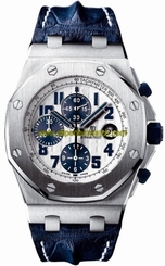 Audemars Piguet Watches : 26170ST.OO.D305CR.01 Automatic Stainless Steel Silver Chronograph Dial Blue Crocodile Leather Band Men Watch