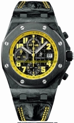 Audemars Piguet Watches : 26176FO.OO.D101CR.02 Automatic Forged Carbon Black Chronograph Dial Black Crocodile Leather Band Men Watch