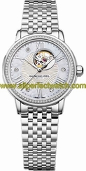 Raymond Weil Watches : 2627-STS-00965 Automatic Open Balance Wheel Mother Of Pearl Dial Steel On Steel 81 Diamond Women Watch