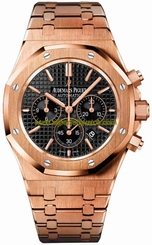 Audemars Piguet Watches : 26320OR.OO.1220OR.01 Automatic 18kt Rose Gold Black Chronograph Dial Brushed & Polished 18kt Rose Gold Band Men Watch