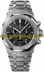 Audemars Piguet Watches : 26320ST.OO.1220ST.01 Automatic Brushed Stainless Steel Black Chronograph Dial Brushed & Polished Stainless Steel Band Men Watch